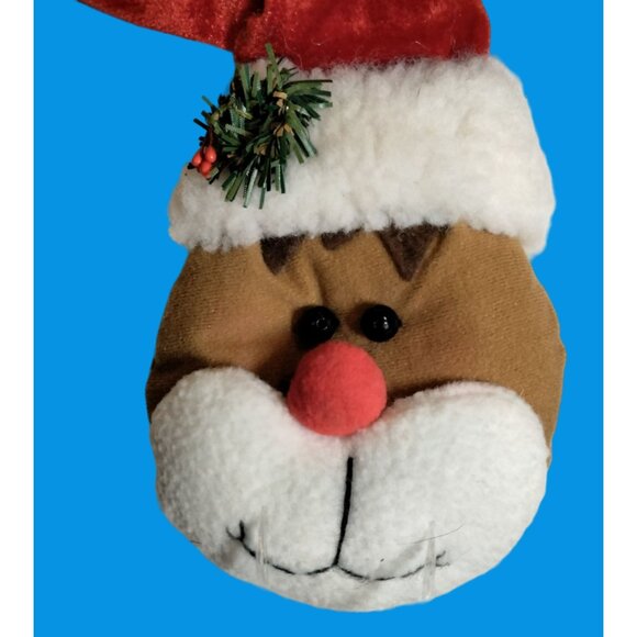 Christmas Cat Plush Applique Santa Hat Craft - Picture 2 of 6